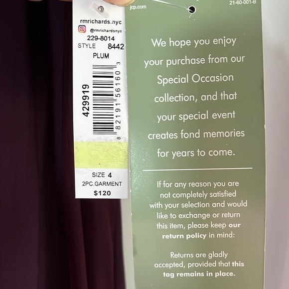 R & M Richards NWT 2PC Plum Party Sheath Dress with Sheer Jacket, Size 4 - Picture 15 of 17
